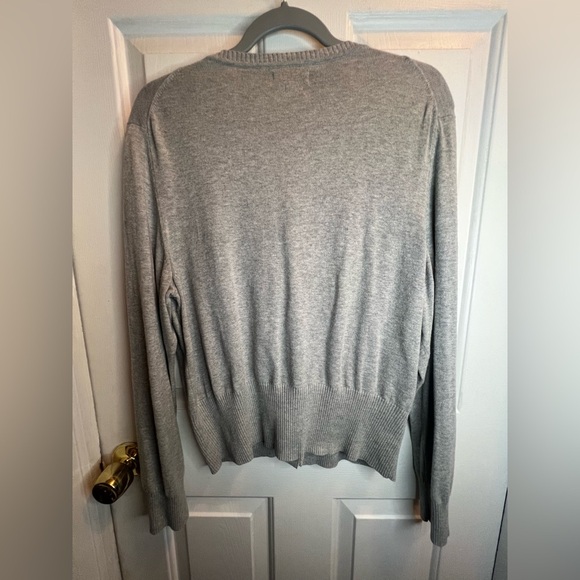 Van Heusen Gray Ruffled Cardigan Sweater - Picture 2 of 3